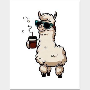 llamas and coffee : happy llamaween Posters and Art